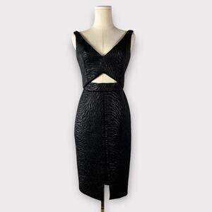 Nicholas Tiger Stripe Cutout Zipper Scuba Bodycon Dress US 6